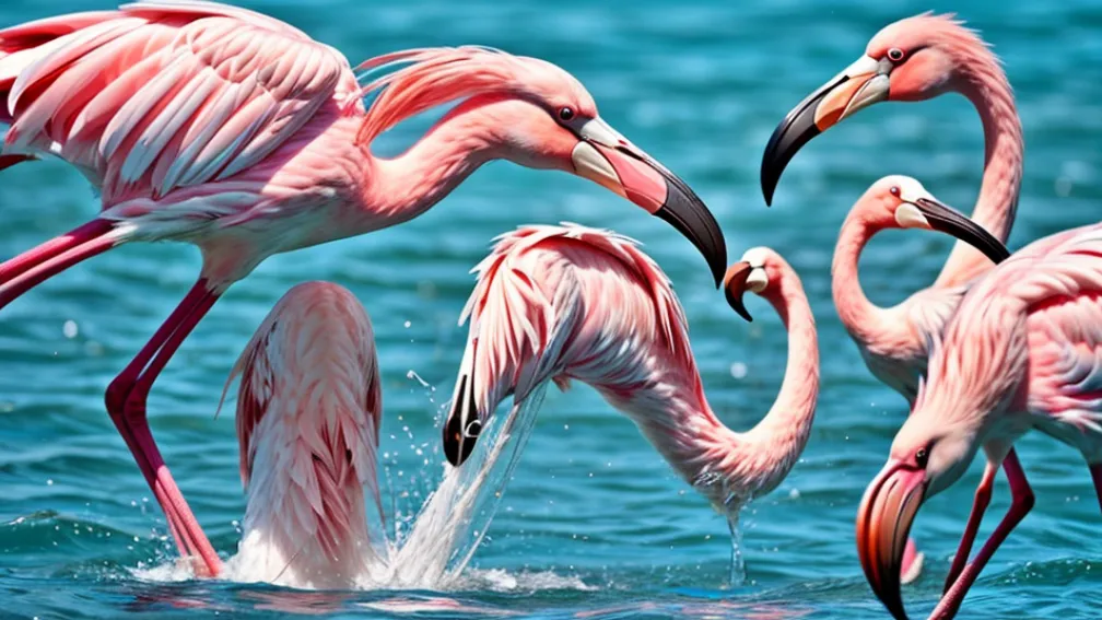 Secretul hrănirii la flamingo: Cum creează vortexuri cu ciocul pentru a prinde prada