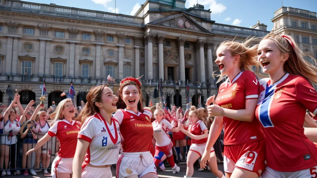 Leoaicele sărbătoresc: Anglia celebrează al doilea titlu european consecutiv cu un parada în careu deschis în Londra