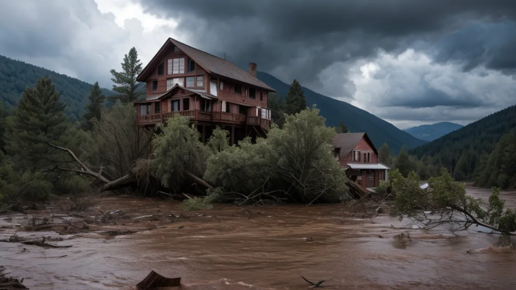 Imagini șocante în SUA: O casă a fost smulsă de viitură și dusă de râu în New Mexico