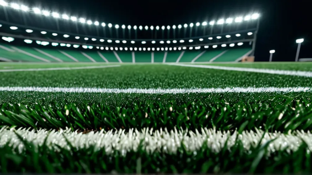 Teren de fotbal sub lumina stadionului