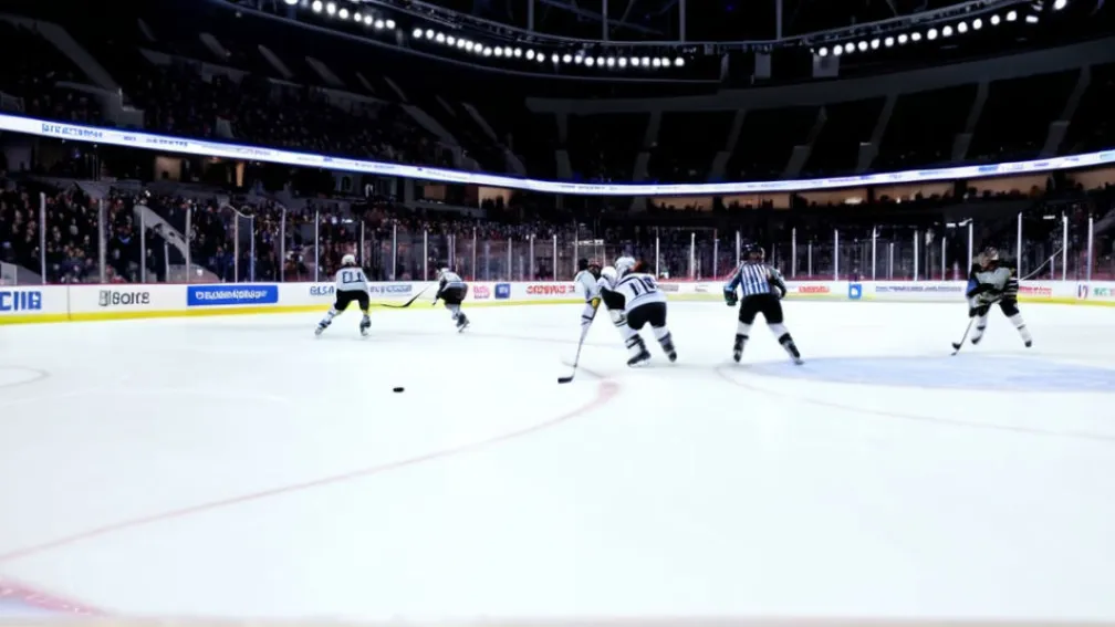 Atmosfera dinamică a unei arene de hochei în timpul unui moment decisiv