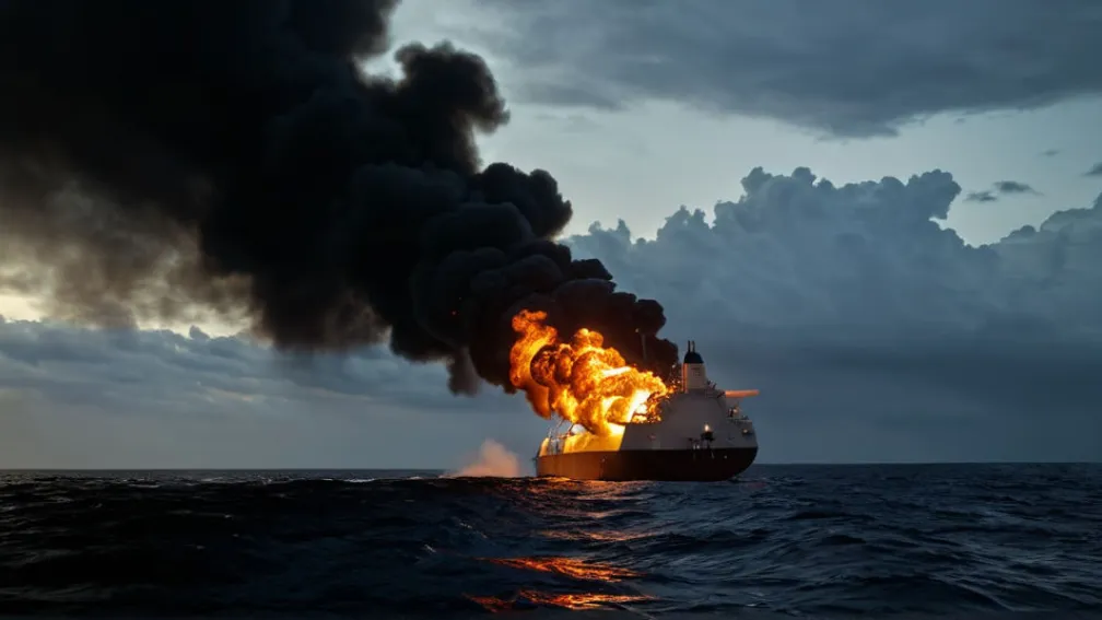 Tancul petrolier sub pavilion gambian a luat foc în Marea Neagră; echipajul este în siguranță