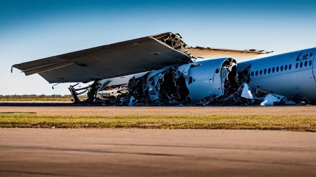 Avion Delta răsturnat la aterizare