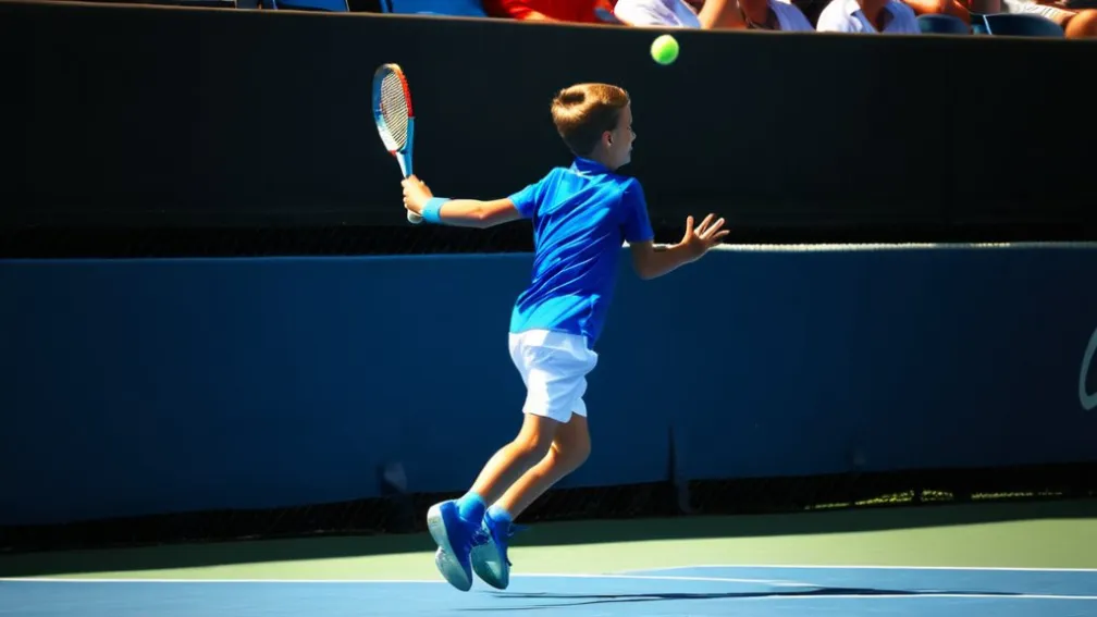 Zeynep Sönmez ajută un copil de la palatul de mișcare în timpul castigului sau la Openul Australiei