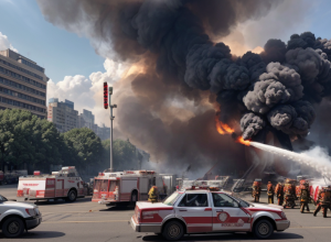 Incendiu major la o piață duminicală: Scene de haos și evacuare de urgență