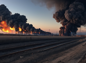 Explozii și incendiu masiv la Vilnius: vagoane cu gaz natural lichefiat au luat foc