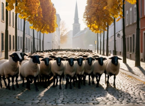 Spectacol Pastoral în Nürnberg: Sute de Oi Străbat Orașul Spre Pășunile de Iarnă