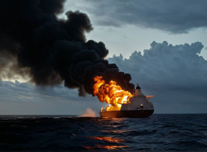 Tancul petrolier sub pavilion gambian a luat foc în Marea Neagră; echipajul este în siguranță