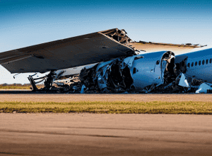 Avion Delta răsturnat la aterizare
