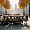 Spectacol Pastoral în Nürnberg: Sute de Oi Străbat Orașul Spre Pășunile de Iarnă